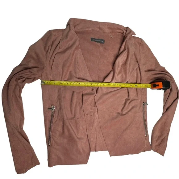 Like New Bagatelle Faux Suede Dusty Rose Draped Front Jacket s - Picture 8 of 11